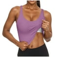 thumbnail image 3 of BiZtdJrK Workout Tank Tops for Women with Bulit in Bra Solid Color Sleeveless U Neck T Shirt Slim Fit Stretch Gym Running Yoga Undershirts Purple XXL, 3 of 6