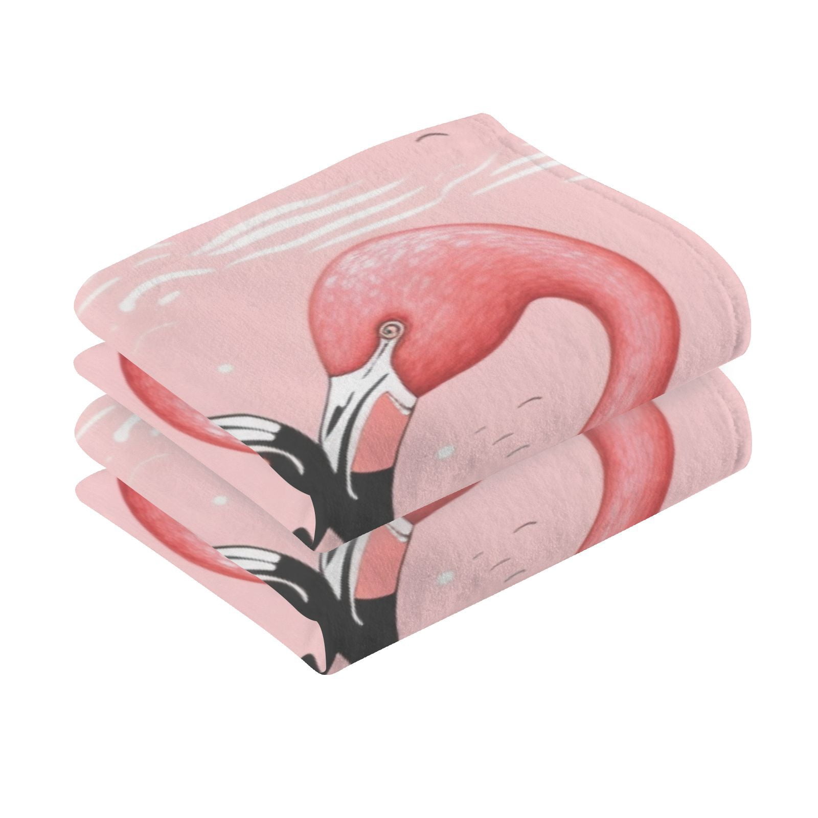 Pink Black Flamingos Hand Towels Cotton Bath Towels Large Face Towels Absorbent for Bathroom 2 Packs