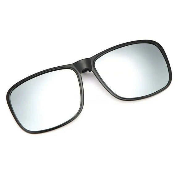 LEEYNEER Clip Polarized Sunglasses Square Men Clip On Glasses Flip-up Frames Sunglasses Covers Blue Night Vision Color Lens