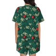 thumbnail image 3 of Lsque Green Background With Ho Women's Short-Sleeved Pajama Set - 2 Piece Soft and Lightweight Sleepwear Set-Small, 3 of 9