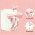 thumbnail image 3 of Farcauo 12 OZ Bow Coffee Mug Pink Ceramic Cute Mug Personalized Mug Coffee Cup Coquette Mug Porcelain Coffee Tea Cup for Women Girl, 3 of 7