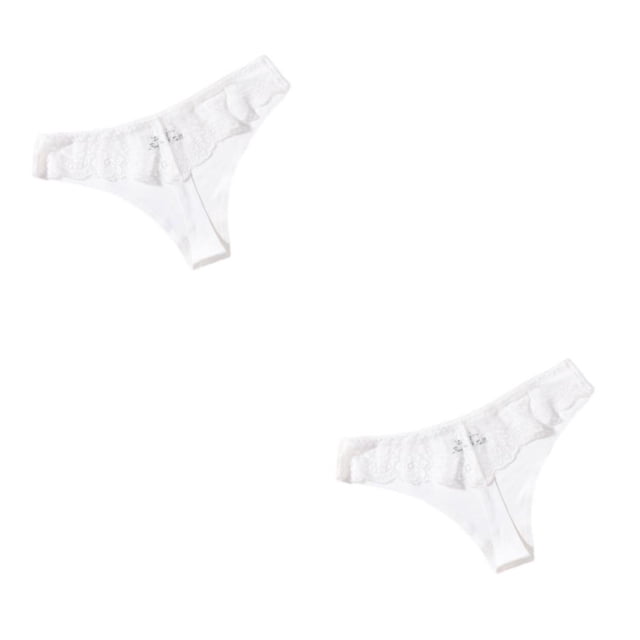Qarigey Bragas de tiro bajo Tanga Ropa interior de mujer Tanga Diseño de encaje Sexy Atractivo Citas Prop Dama Ropa de dormir Blanco L Blanco L 2Conjunto