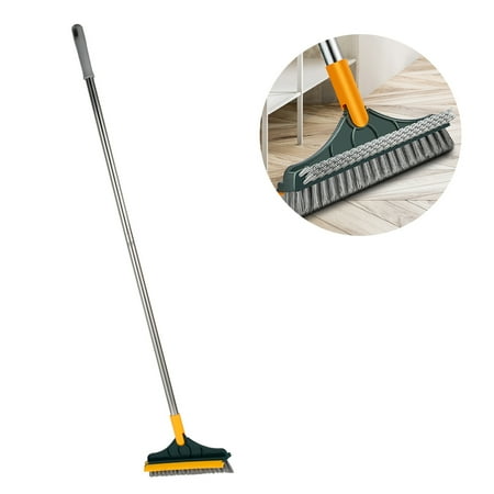 

Fyjucpa Floor Scrub Brush Long Handle Scrub Brush with V-Shaped Bristles 3 in 1 Scrape Brush with Squeegee Flexible Cleaning Brush for Floor Bathroom Kitchen Wall Deck Tile