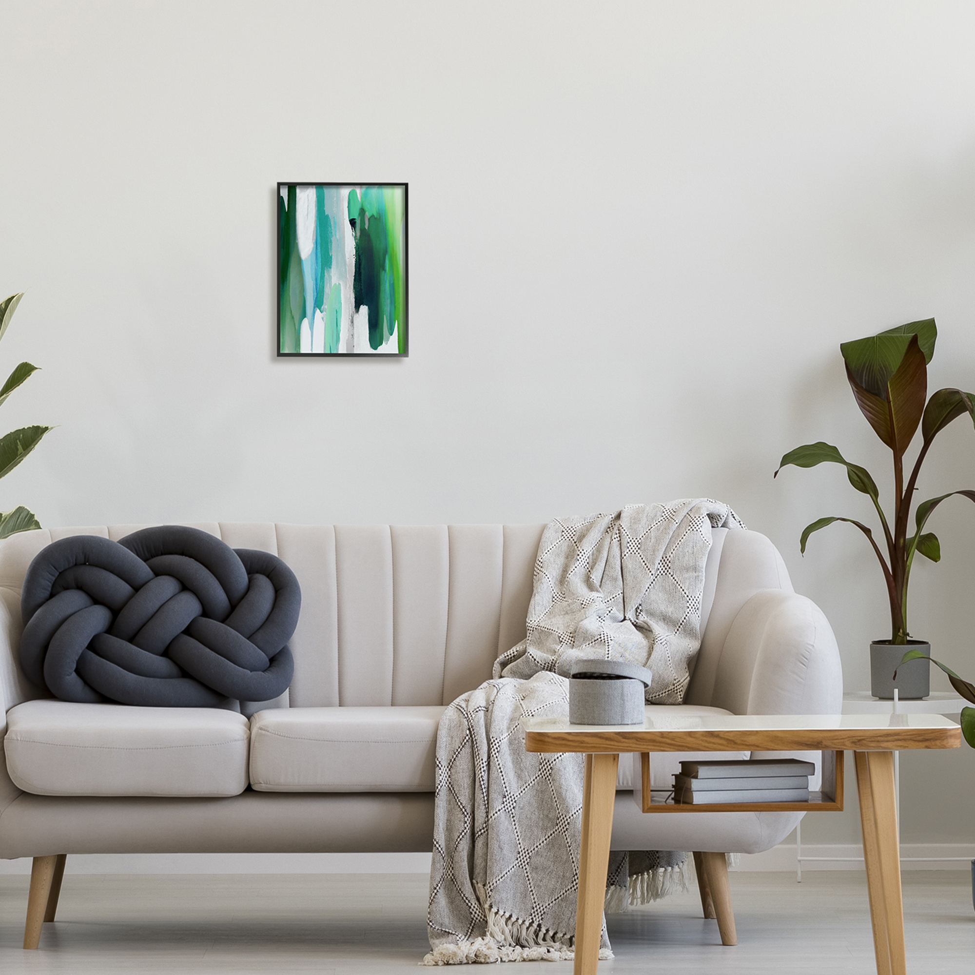Stupell Industries Green Modern Pattern Abstract Painting Black Framed Art Print Wall Art, 11 x 14