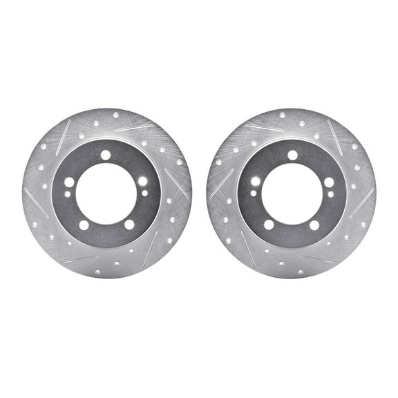 Dynamic Friction Company Rear Brake Rotors-Drilled and Slotted-Silver 7002-72051