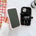 thumbnail image 7 of Nalacover Furry Plush Case for iPhone 15 6.1", Cute Cartoon Briquette Cold Weather Warm Fluffy Phone Case, Shockproof Shining Glitter Diamond Lens Frame Protection Cover, Black, 7 of 7