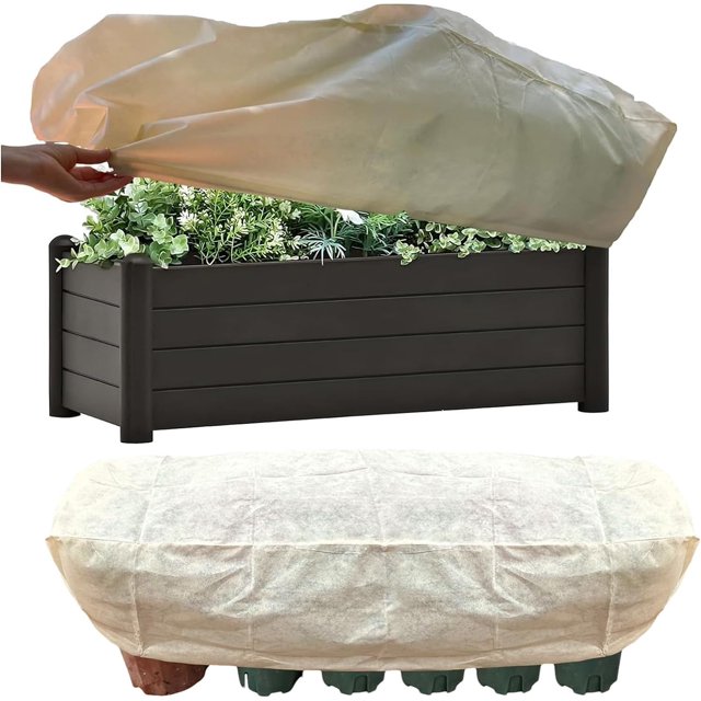 CHAO Paquete de 2 fundas rectangulares para macetas de invierno, protectores de jardinería de lana antiescarcha de 150x40x45cm con cordón, bolsa protectora para árboles al aire libre
