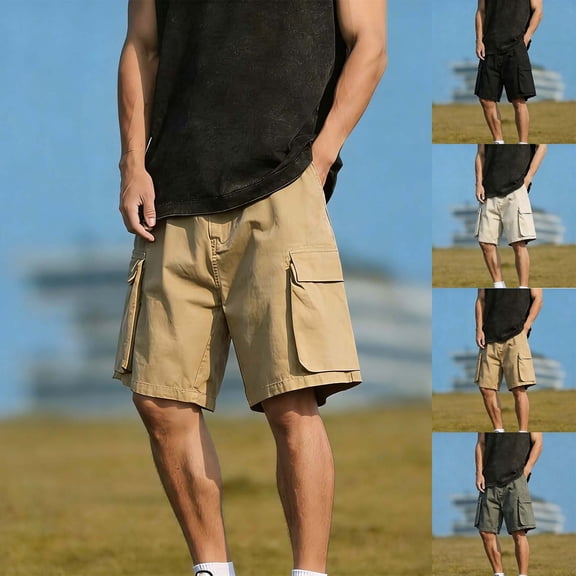 cllios Men's Big and Tall Cargo Shorts with Pockets Loose Fit Drawstring Waist Outdoor Short Summer Casual Shorts Brown XXL
