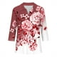 thumbnail image 5 of Fiudx Ofertas de La Semana Camiseta de Manga 3/4 con Solapa y Cuello En V a Juego para Mujer, 5 of 5
