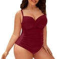 thumbnail image 2 of Roncen Women's Plus Size One Piece Swimsuits Tummy Control Bathing Suits for Women Criss Cross Ruched Push Up Vintage Retro Swimwear, 2 of 5