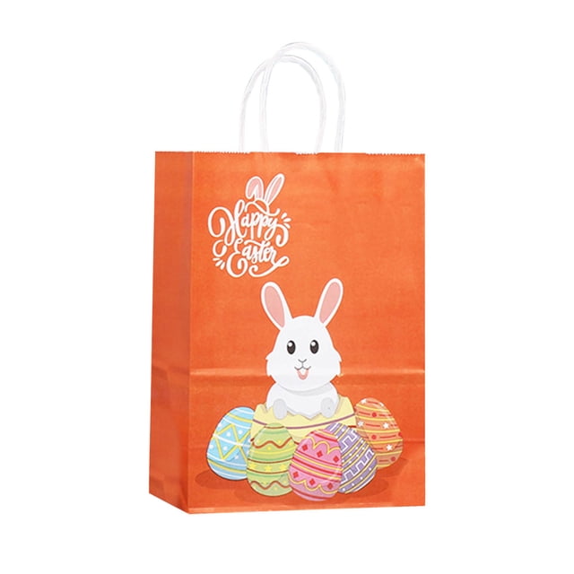 Dsscvnef Easter Bunny Kraft Paper Tote Bag Portable Holiday Party Packaging DIY Home Textile Storage Cute