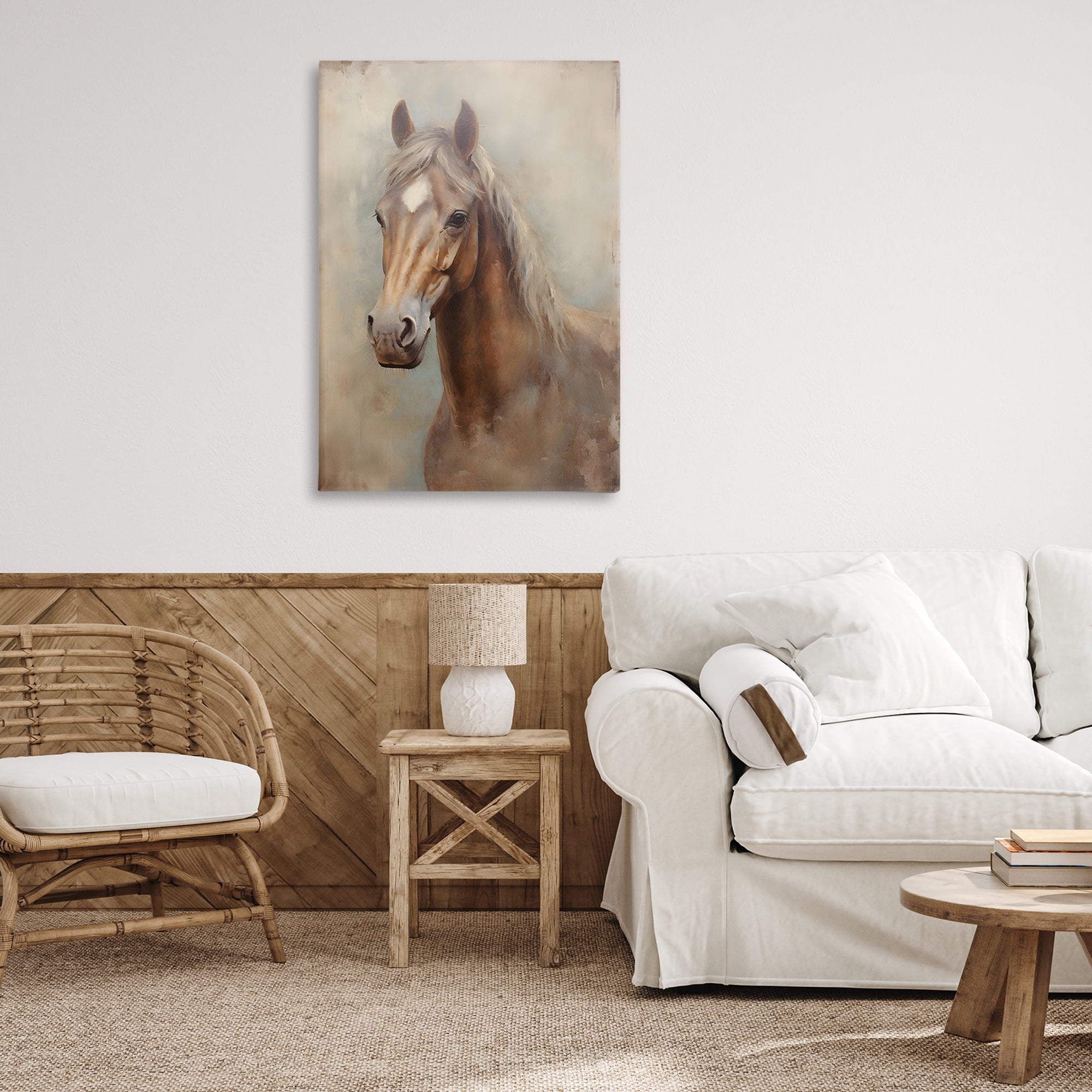 Stupell Industries Brown Horse Visage Animals & Insects Painting Gallery Wrapped Canvas Art Print Wall Art, 24 x 36