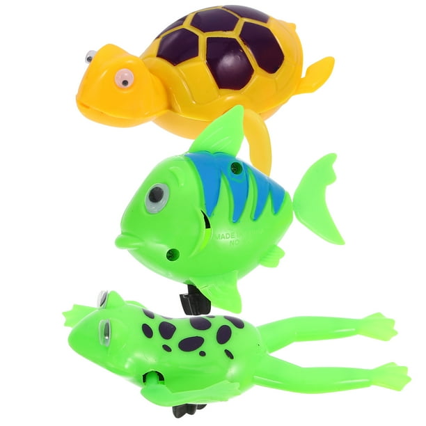 FELTECHELECTR 3 piezas de juguetes de baño con cadena de cuerda para niños, juguetes de baño con adorables animales de dibujos animados.