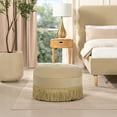 thumbnail image 5 of Jennifer Taylor Home Yolanda 24" Round Upholstered Accent Ottoman, Fawn Brown Performance Velvet, 5 of 7