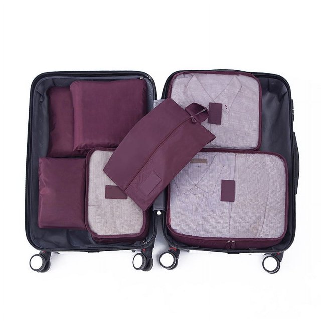Siete juegos de cubos de embalaje, lona y antiincrustante oxford, para viajes, maletas para viajes, organizadores de envases de vino tinto