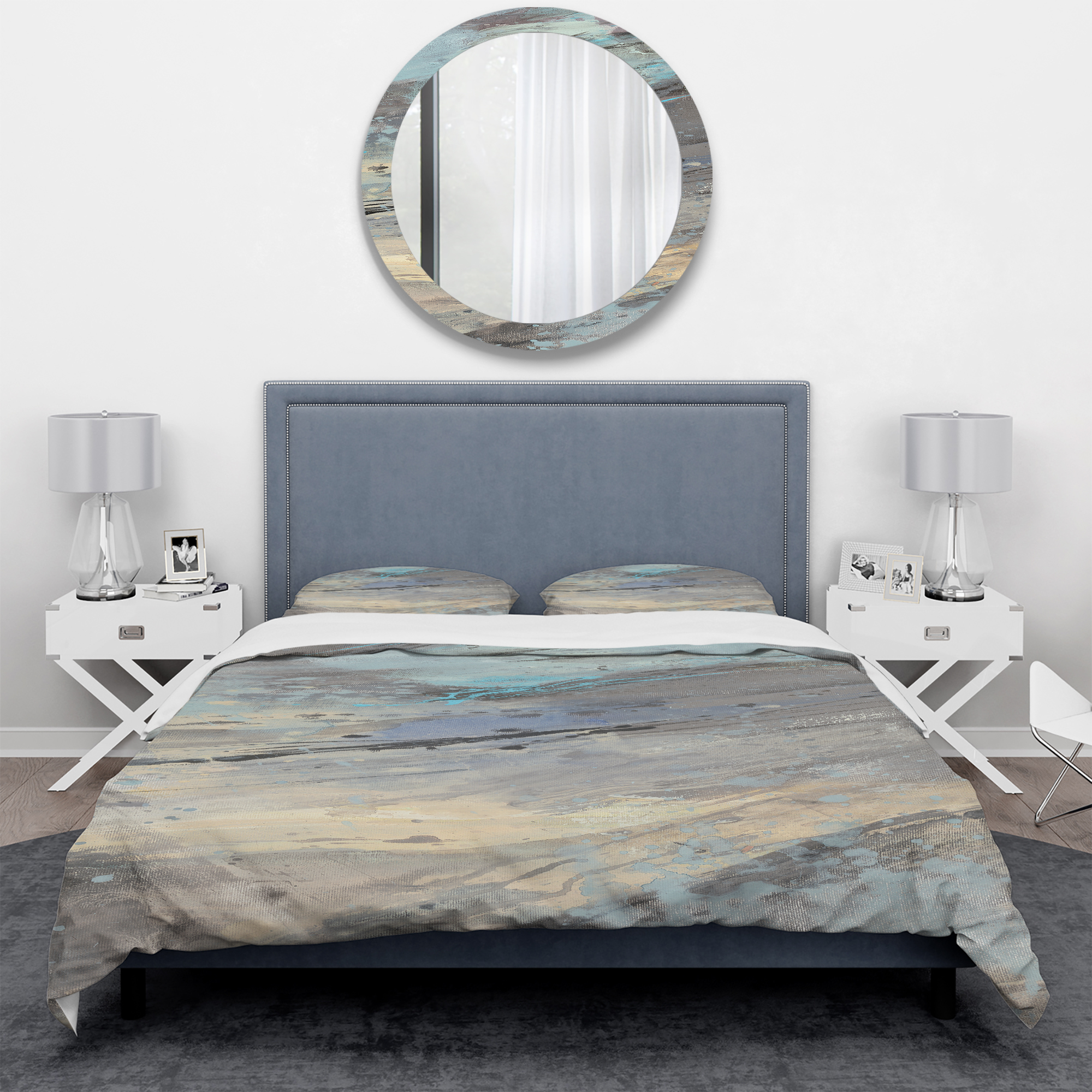 Designart 'Rock Teal Panel I' Geometric Duvet Cover Set
