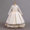 thumbnail image 6 of JAJAHO Flower Girl Dress Kids Girls Princess Birthday Dress Lace Long Sleeve Pleated Midi Party Wedding Formal Ball Gown 4-14Y, 6 of 7