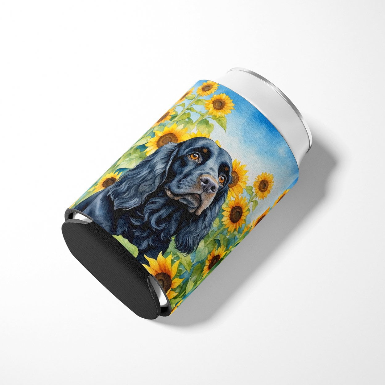 Cocker Spaniel in Sunflowers Can or Bottle Hugger 3 in x 5 in