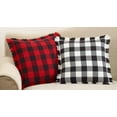 thumbnail image 3 of SARO 9026P.BK20S 20 in. Square Fringed Buffalo Plaid Design Cotton Throw Pillow with Down Filling - Black, 3 of 3