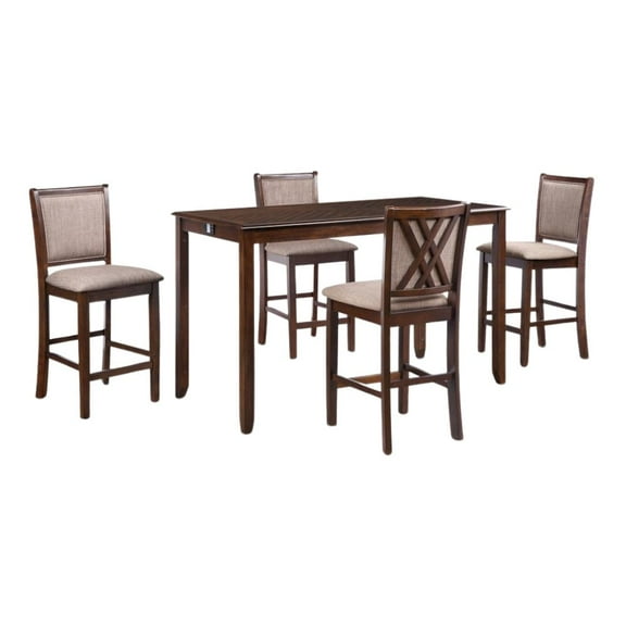 FurniFact Wood Dining Table Set for 4 – Kitchen Table Chairs Set in Brown Finish