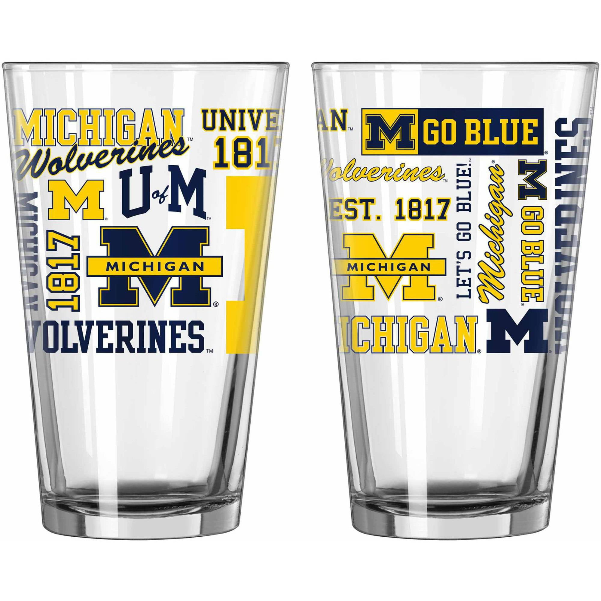 Boelter Brands NCAA Set of Two 16 Ounce Spirit Pint Glass Set, University of Michigan... by Boelter Brands