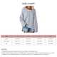 thumbnail image 5 of Suéter de punto con cuello redondo para mujer, manga larga, suelto, con hombros caídos, Tops con borde blanco para Otoño Invierno, 5 of 5