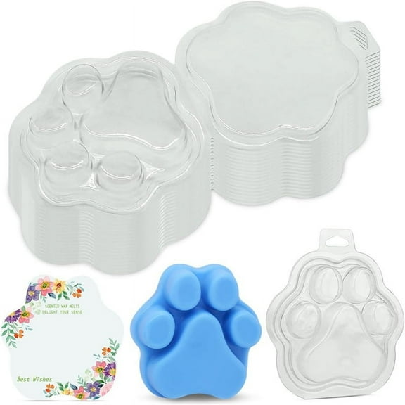 HOT 25 Pack Cat'S Claw Shaped Wax Melt Clamshells, for Cubes, Clear Empty Cube Tray Molds Wickless Tarts Candles