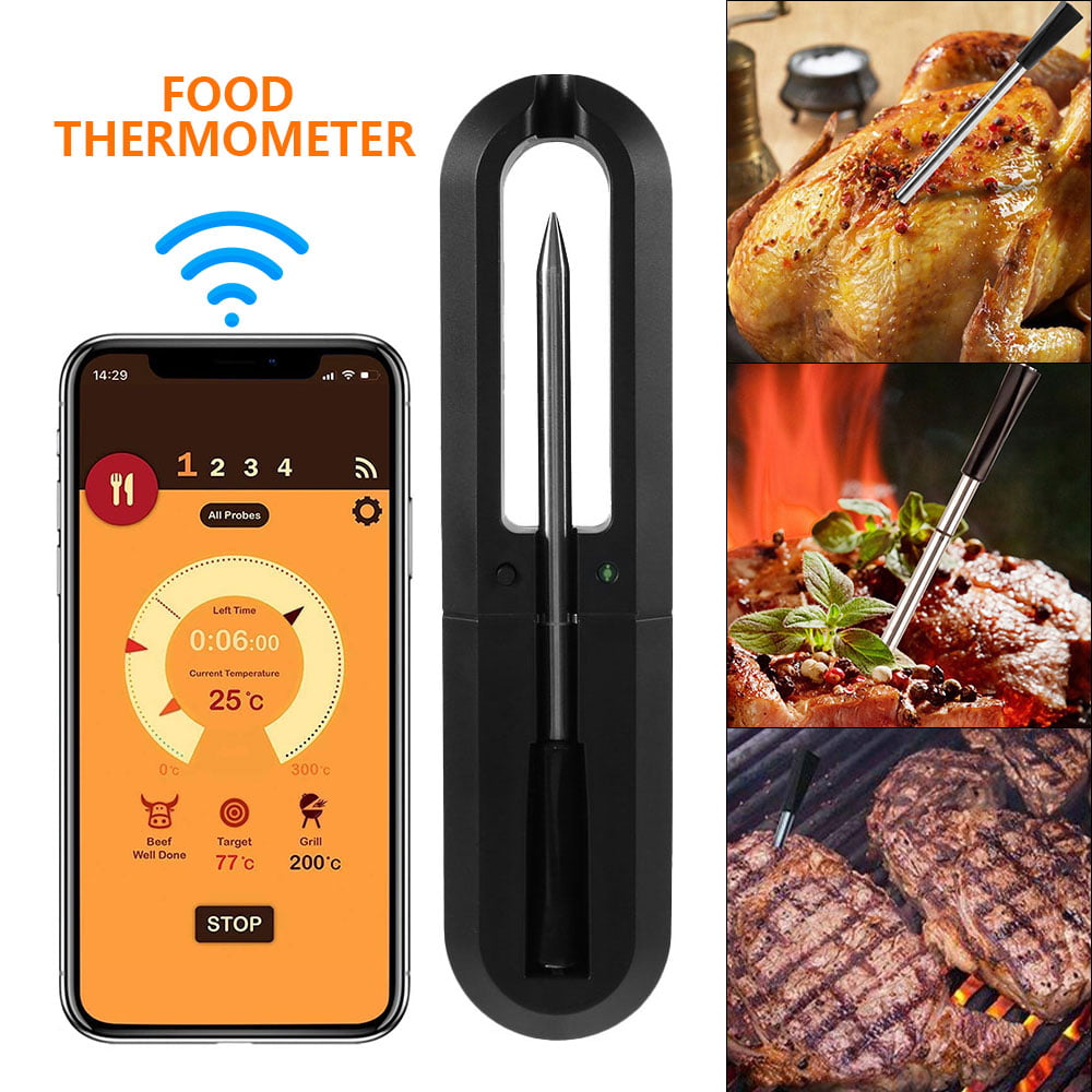 Grill BBQ Dual Temperature Sensors Kitchen Sous Vide Smoker Updated 50M Range Smart Wireless Meat Thermometer with Bluetooth for The Oven Rotisserie