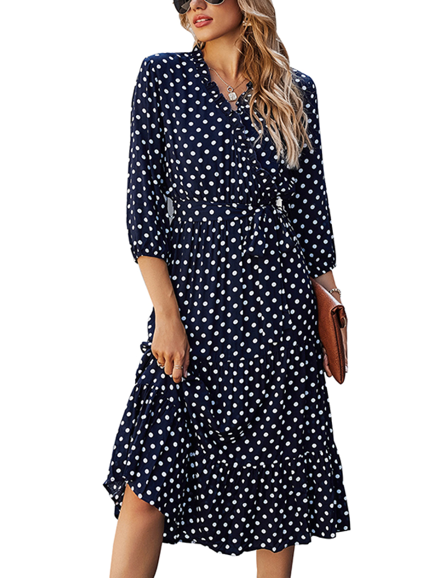 Sexy Dance Women Long Sleeve Wrap Dress 