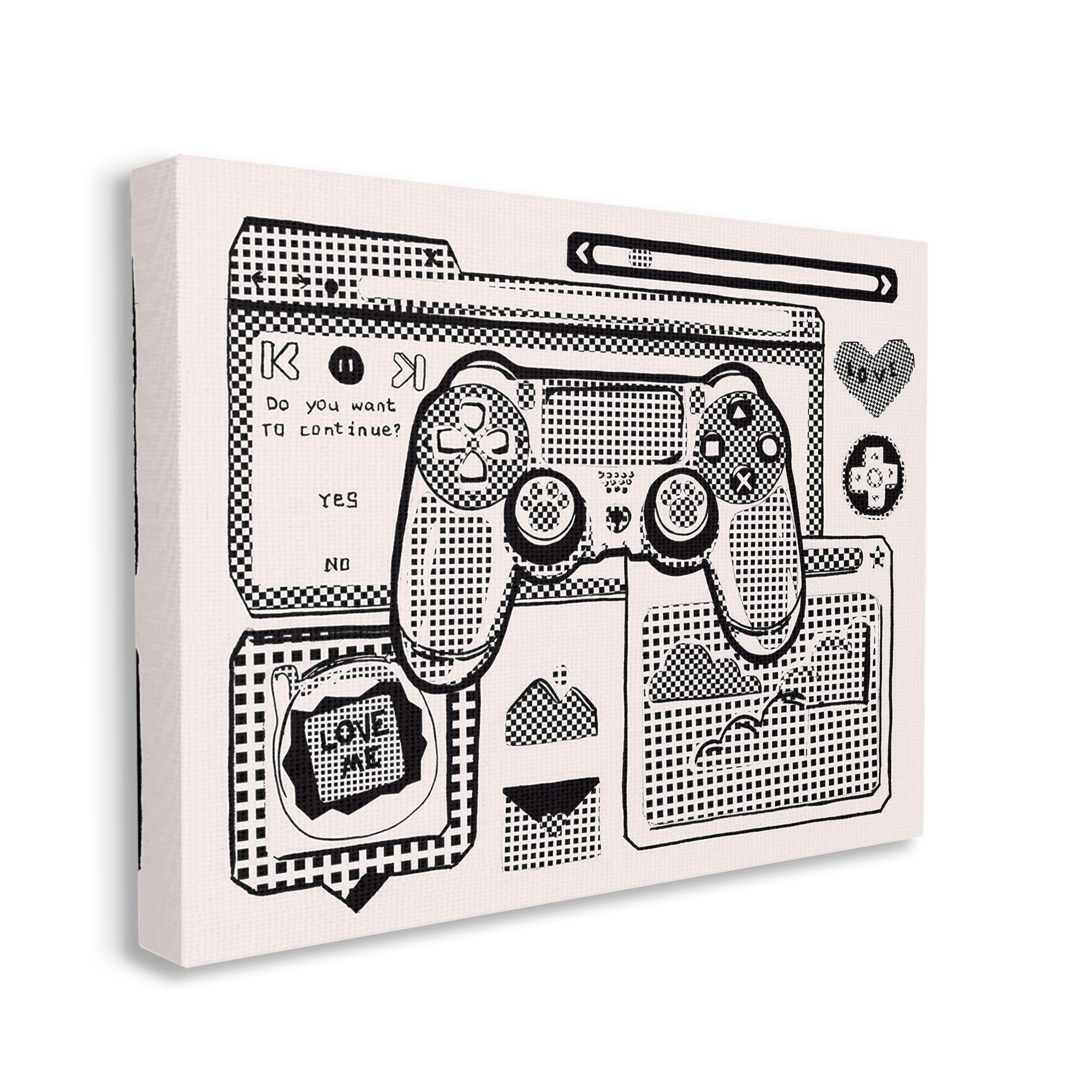 Stupell Industries Retro Gamer Collage Typography Painting Gallery Wrapped Canvas Art Print Wall Art, 40 x 30
