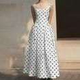 thumbnail image 3 of HAOTAGS Dresses for Women, Casual Polka Dot Waist-Cinching Sleeveless Strap Dress White S, 3 of 8