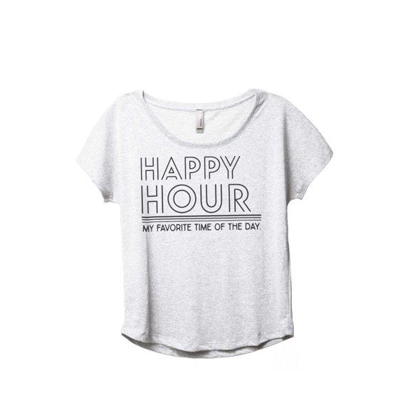 Happy Hour Women's Fashion Slouchy Dolman T-Shirt Tee Heather White Medium