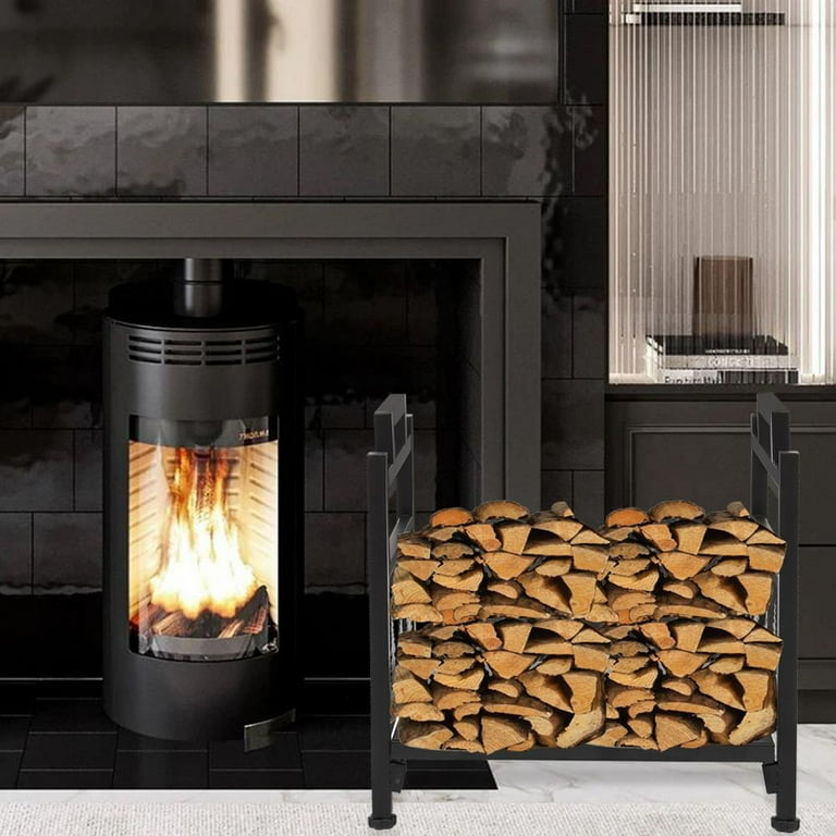 SamyoHome Firewood Holder, Wrought Iron Wood Lumber Storage Holder for  Fireplace, Heavy Duty Log Storage Bin for Firepit Stove Accessories -  Walmart.com