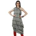 thumbnail image 2 of Moomaya Women's Printed One-Shoulder Cowl Kurti Sleeveless Dress Boho Party Designer Clothing, 2 of 7