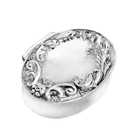- Floral Accented Victorian Oval Shaped Sterling Silver Storage Box