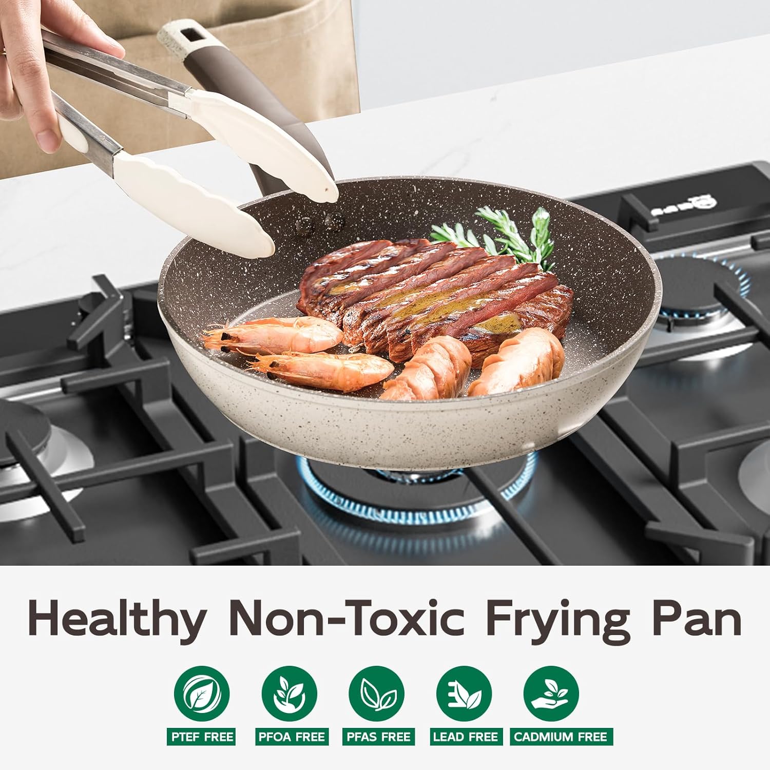 9.4" Ceramic Skillet | Non Stick Frying Pan with Stay-Cool Handle – PFOA-Free, Healthy & Safe Egg Pan