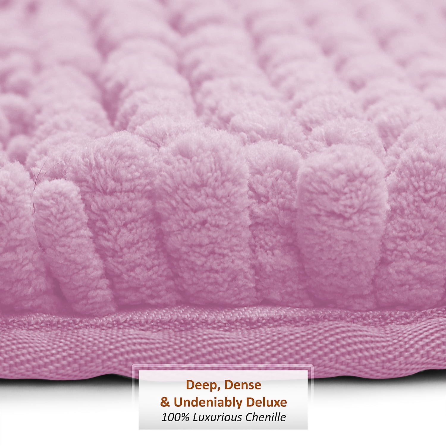 Clara Clark Super Soft Lilac Chenille Bath Rug, Waterproof and Non-Slip