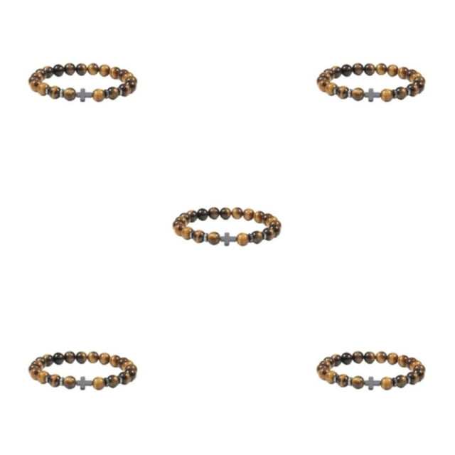Decodeary Gifts Unisex Bracelets With Exquisite Beads For Loved Ones Easy Matching tiger eye stone 5Set