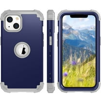 iPhone 13 Case 6.1", Decase Slim Hybrid Heavy Duty Rugged Defender Armor Cover Shockproof Anti-Scratch 3 In 1 Silicone Bumper Hard PC Back  Case for Apple iPhone 13 6.1", Darkblue