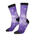 thumbnail image 1 of Balery Snowfall Sky White Purple Calcetas Largas con Estampado para Hombre y Mujer – Suaves y Transpirables, Talla Única (US 5-11), 1 of 6