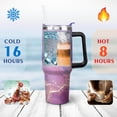 thumbnail image 4 of Marble Purple & Gold 40oz Stainless Steel Vacuum Insulated Tumbler with Lid and Straw for Water Iced Tea Coffee Smoothie and More, 4 of 7