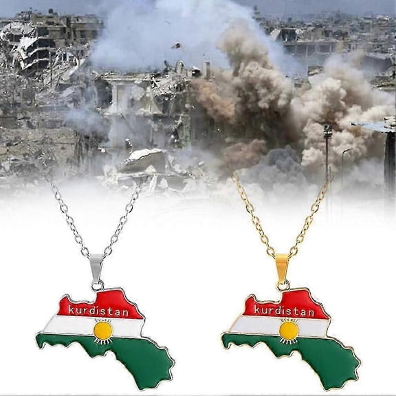Kurdistan Map Flag Pendant Necklace Charm Fashion Country Territory Keychain