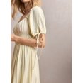 thumbnail image 6 of Yellow Womens Square Neck Puff Sleeve Maxi Dress With Tie Straps, 6 of 7