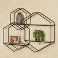 thumbnail image 2 of Macayle Hexagon Modern Wall Shelf Black 36”Wx6”Dx28”H, 2 of 5