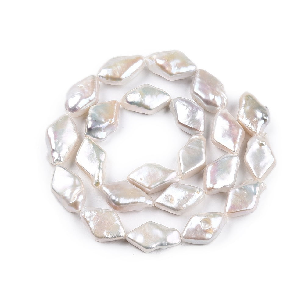 1strand Natural Keshi Pearl Beads Strands Natural Nucleated Pearl Rhombus Seashell color 14~19x9.5~13.5x4.5~8mm Hole: 0.6mm about 22~23pcs/strand 14.65~15.28''(37.2~38.8cm) Brown