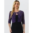 thumbnail image 2 of Cárdigan Elegante Allegra K Dde San Patricio Bolero Encaje Floral Transparente PaMujer Morado Oscuro XL, 2 of 5