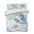 thumbnail image 2 of Quilts Full Size, Coastal Seahorse Soft Comforter Bedding Set for Bed, Nautical Beach Ocean Shells Starfish Lightweight Quilted Bedspread with Pillow Cover(2 Pieces) for All Season, 78x90 Inch, 2 of 6