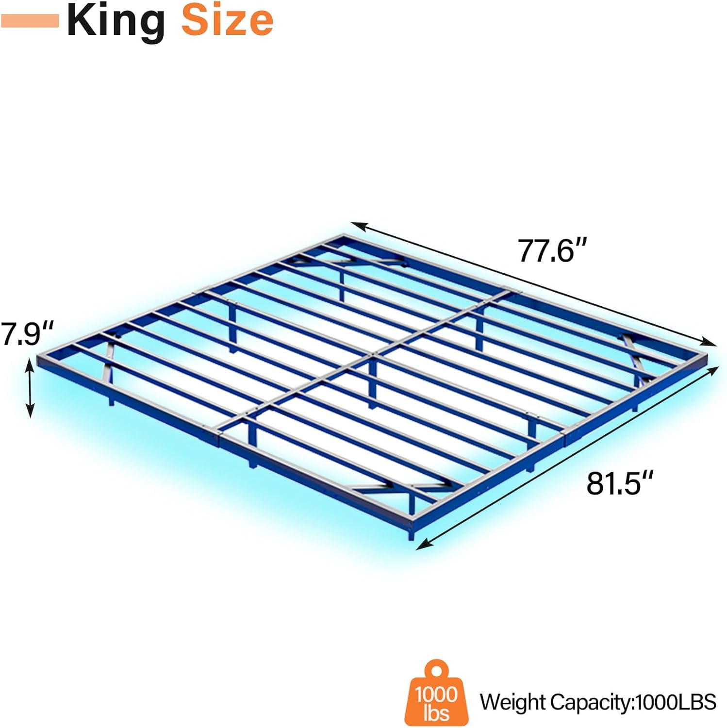 4 EVER WINNER Floating Bed Frame, King Size Metal Platform Bed with LED Lights, No Box Spring Needed, Black