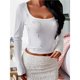 thumbnail image 4 of Camisetas de Larga para Mujer, Tops Cortos, Moda de Otoño, Cuello Cuadrado, Camisetas Básicas para Salir, Ropa Y2K M, 4 of 8