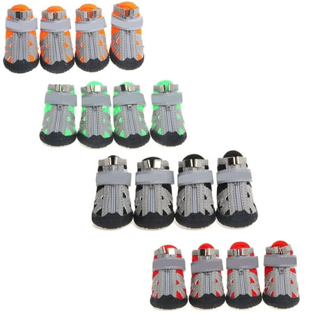 Purrfect 4Pcs Dog Shoes Reflective Breathable Mesh Fabric Zipper Closure Puppy Sport Boots for Walking